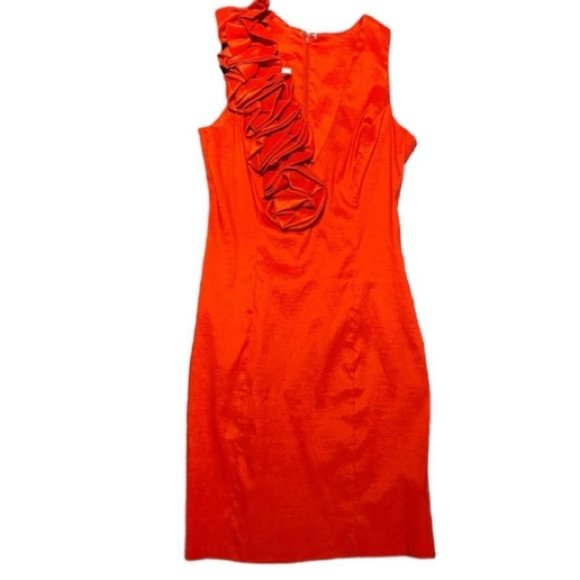 Jessica McClintock Red Asymmetrical Sheath Cocktail Dress - Picture 2 of 7